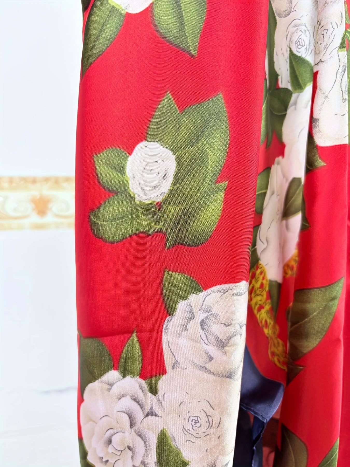 Plus Size Women Bohemian Floral Print Robe Summer Dress with Pockets