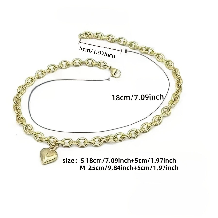 Adjustable Heart-Shaped Alloy Cat and Small Dog Collar with Versatile Chain