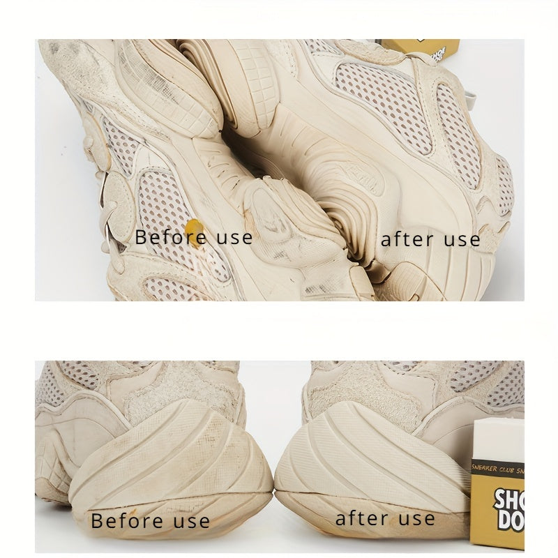 Teri poyabzalini tozalash uchun rezina o'chirgich - Elektr energiyasiz dog'larni osonlik bilan olib tashlaydi. Krossovkalar, kiyimlar, shisha, devorlar, pol va mebellar uchun ideal. Matolarni yumshoq quruq tozalash uchun ko'p funksiyali asbob.