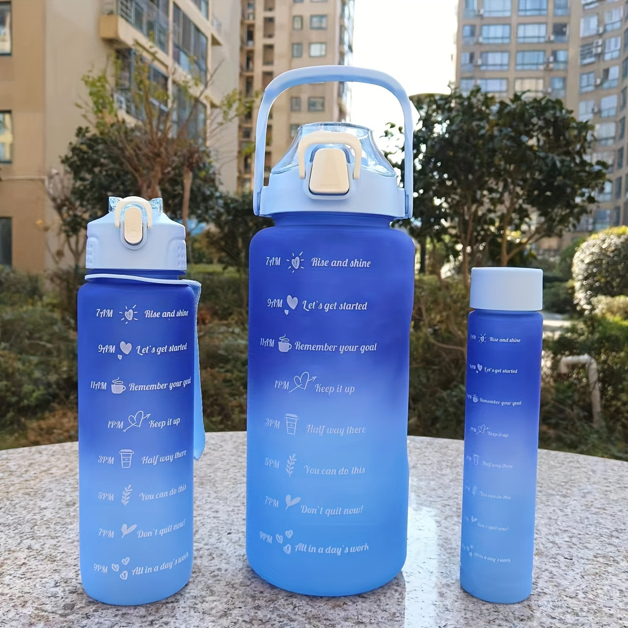 Water Bottle Set with 3 Sizes 300ml 700ml 2L for Sports Outdoor Camping Hiking