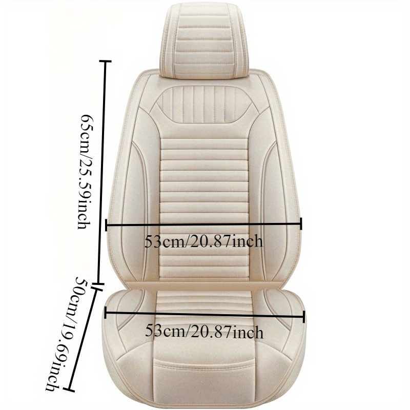 2pcs All-Season Linen Car Seat Covers Universal Fit Full Cover Beige