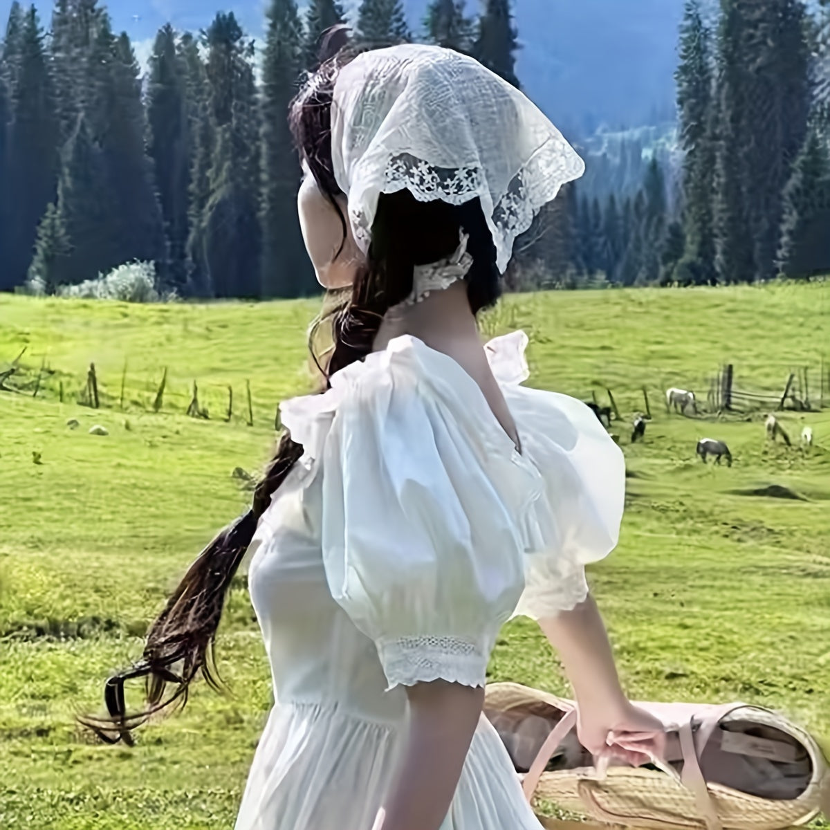 Women’s Lace Knit Triangle Sun Protection Headband Summer Hair Accessory