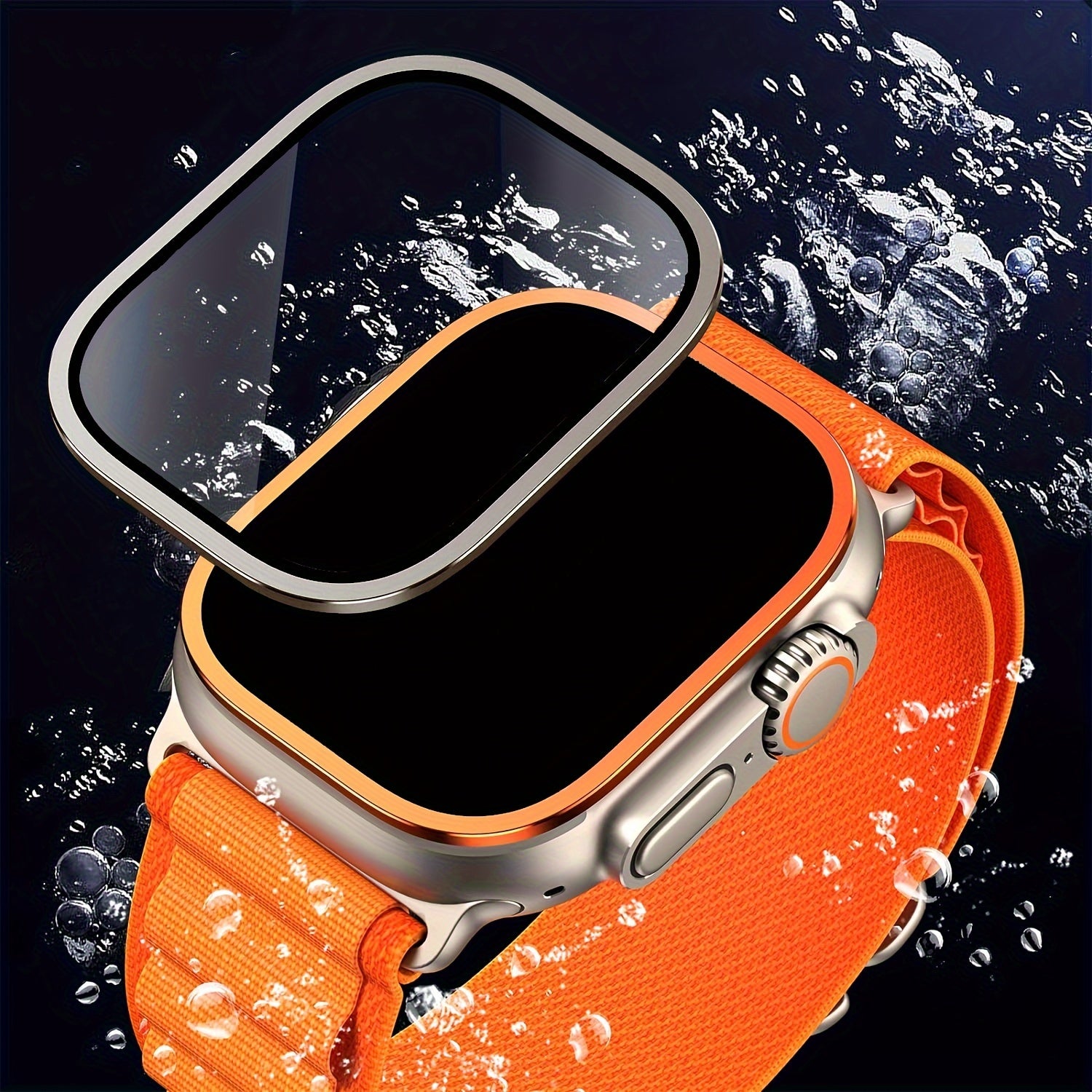Apple Watch Ultra Screen Protectors and Titanium Frame Set 49mm 9H Tempered Glass Waterproof