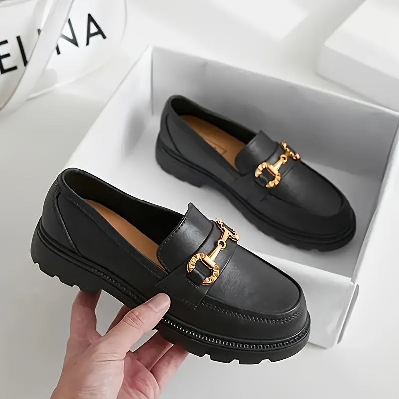 Women's Summer Leather Loafers Slip-On Comfort Shoes with Buckle and Non-Slip Sole