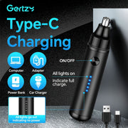 GERTZY Elektr trimmer: burun va quloq sochlari, qoshlarni parvarish qilish, zanglamaydigan po'latdan yasalgan pichoq, sukutli motor, USB Type-C qayta zaryadlanuvchi 500mAh litiy batareya, portativ, og'riqsiz soch olib tashlash, ideal uchun