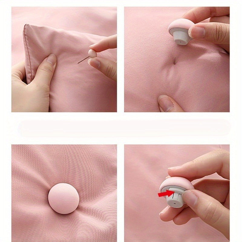 Tugma bilan yotqizilgan to'shakka yopishtiruvchi mato va samoviy plashka kliplar, sirpanishga qarshi burchak kliplar