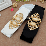 Ayollar uchun sun'iy toshlar va metall tokchali elastik yuqori bel belbog'