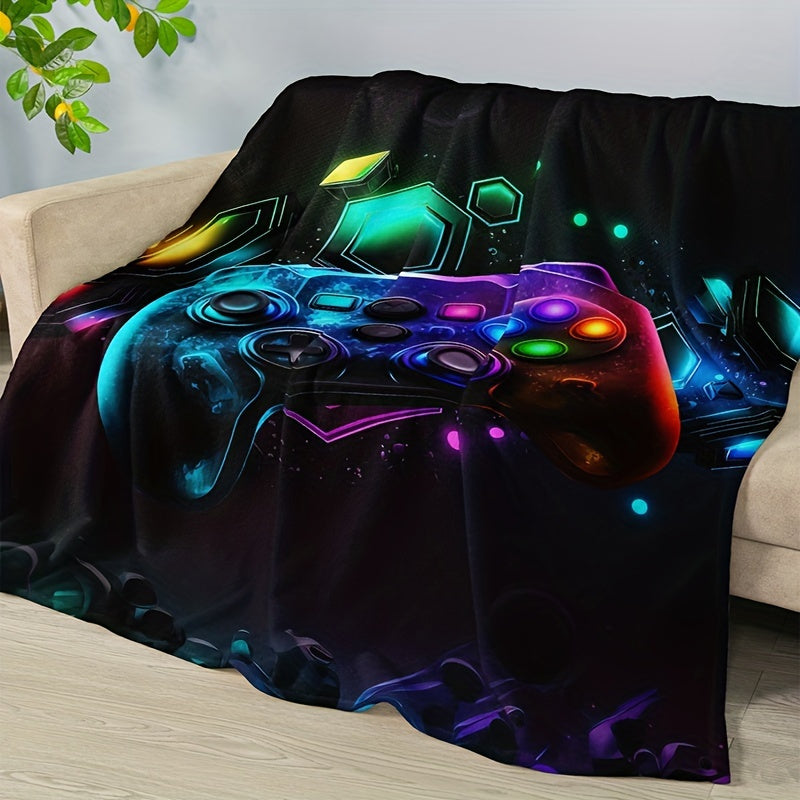 Geometric Gaming Controller Print Flannel Blanket Soft Warm All-Season Bed Sofa Travel