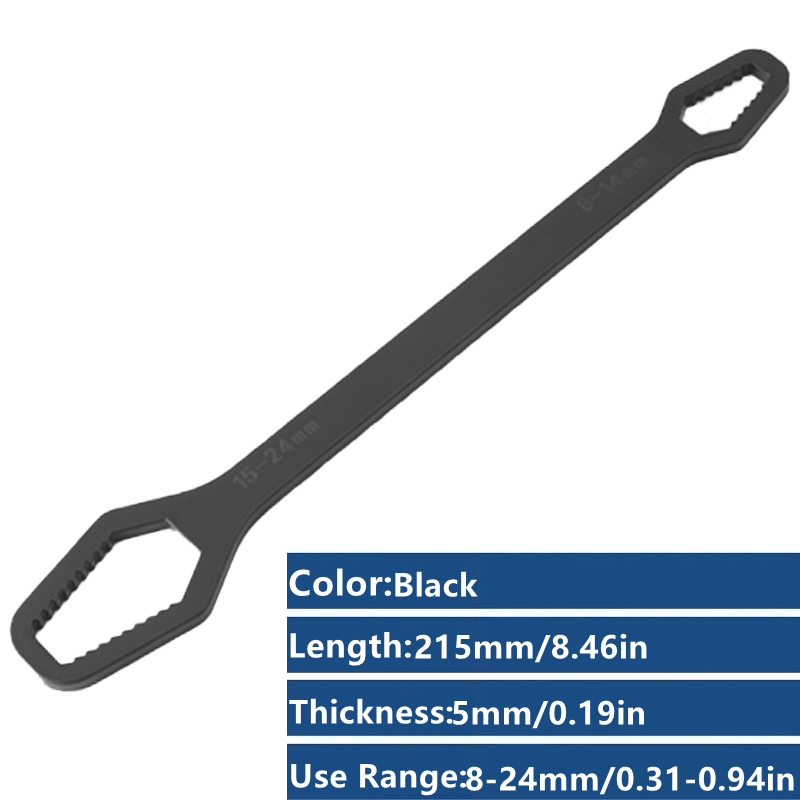 8-22mm uchun sozlanadigan ikki tomonlama kalit, vintlar va g'ishtlar uchun