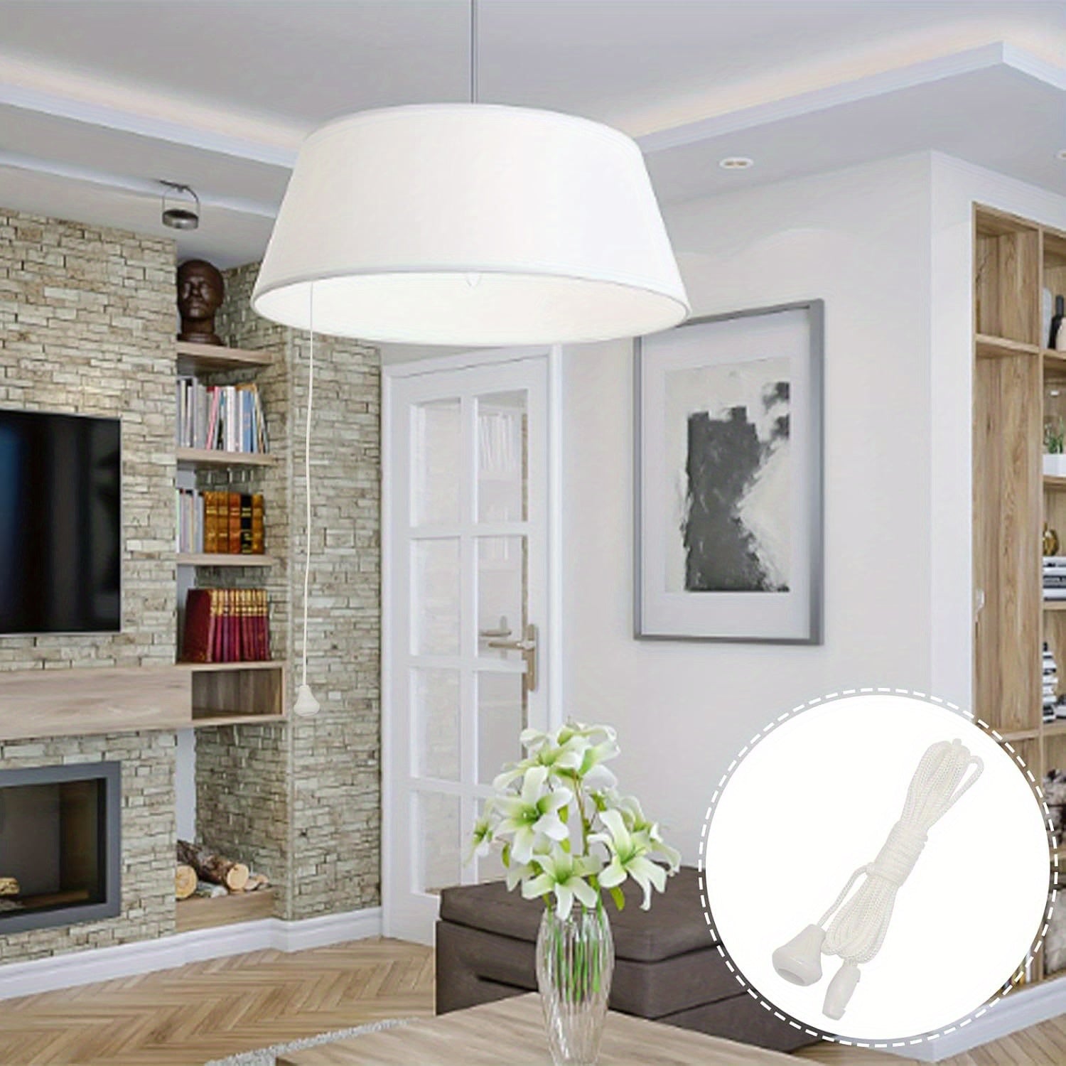 2pcs Nylon Ceiling Switch Cord Pulls for Bathroom and Living Room