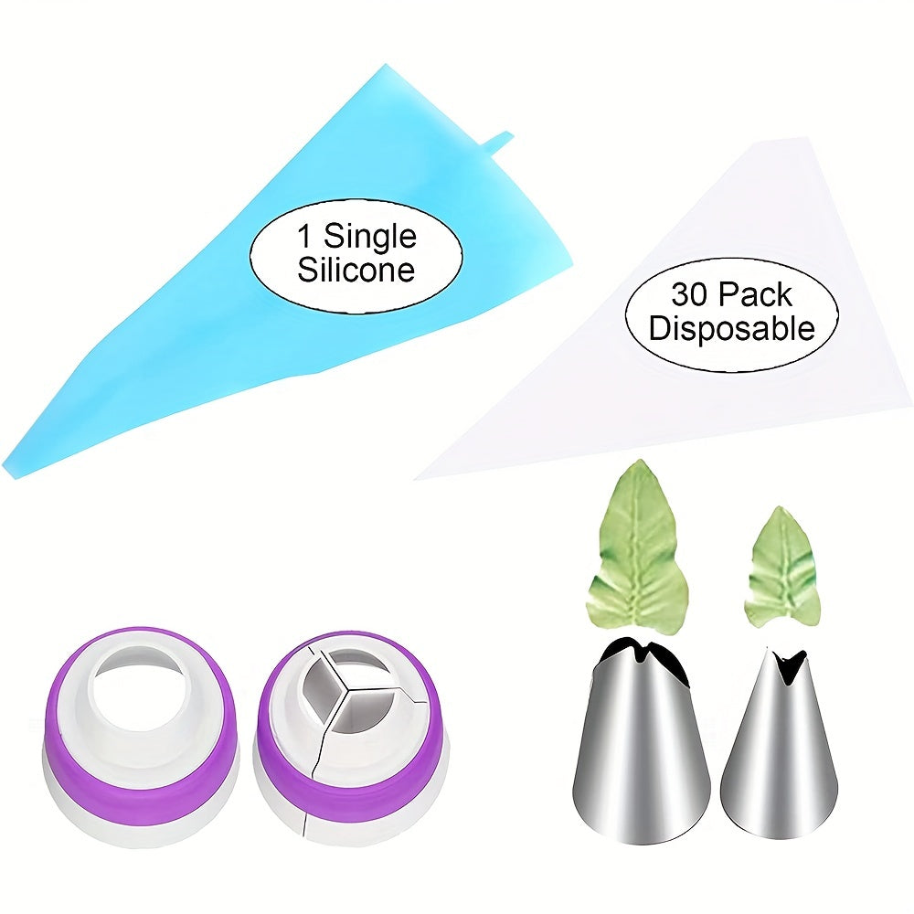 Tort bezash to'plami, 47 ta bo'lak, shablonlar, nasadkalar, sumkalar, pishirish uchun pechenye, kekslar uchun