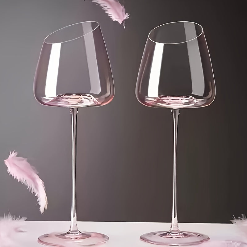Pink Flamingo Crystal Wine Glasses Set of 2 Elegant Romantic for Valentine's Day