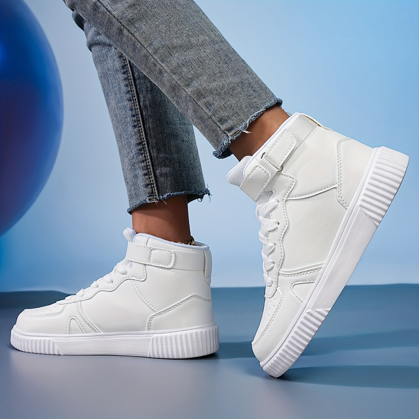 Women Casual High Top Sneakers Solid Color Lightweight All-Season