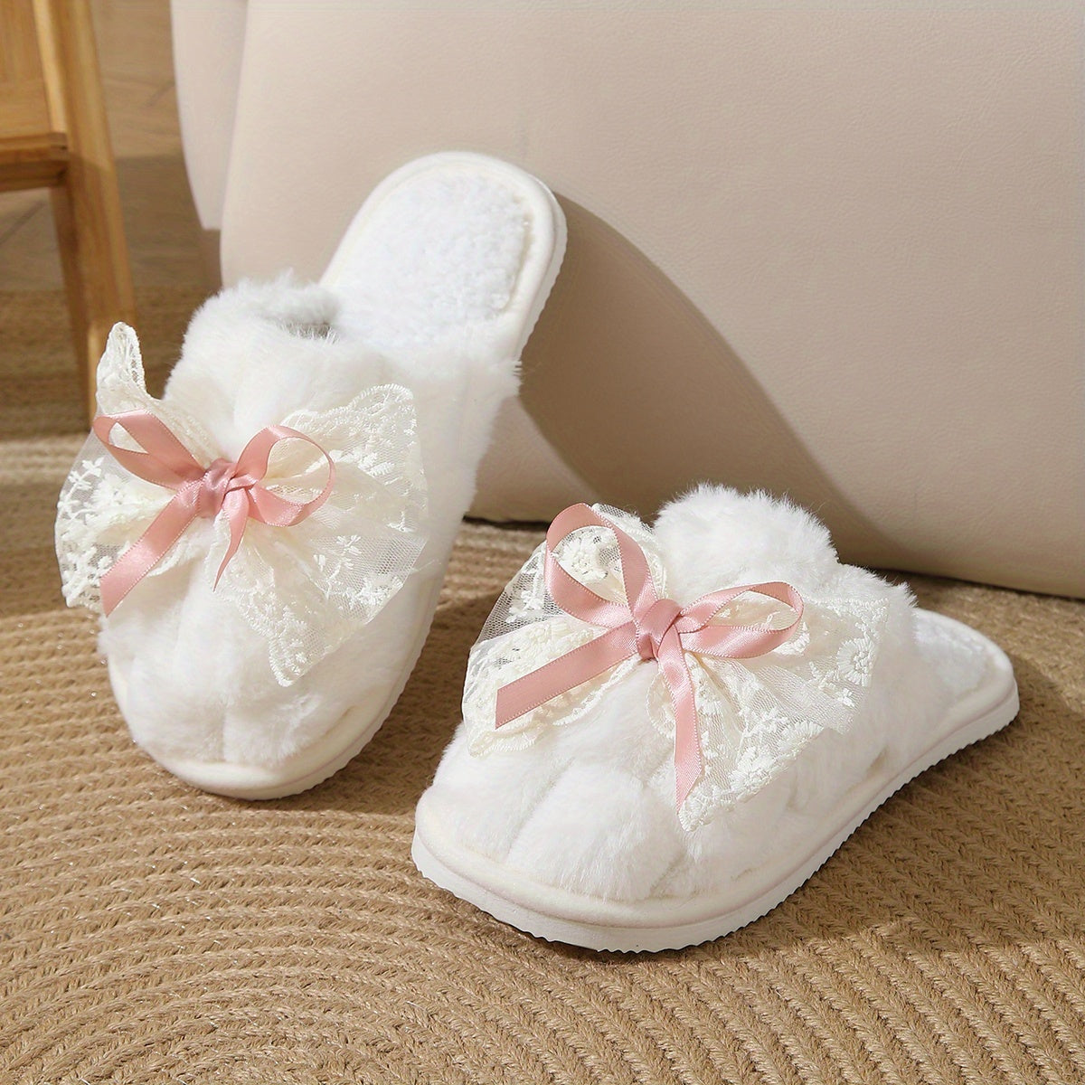 Women's Slip-On Indoor Slippers Soft Fabric Non-Slip EVA Sole Pastel Pink Black Gray Beige