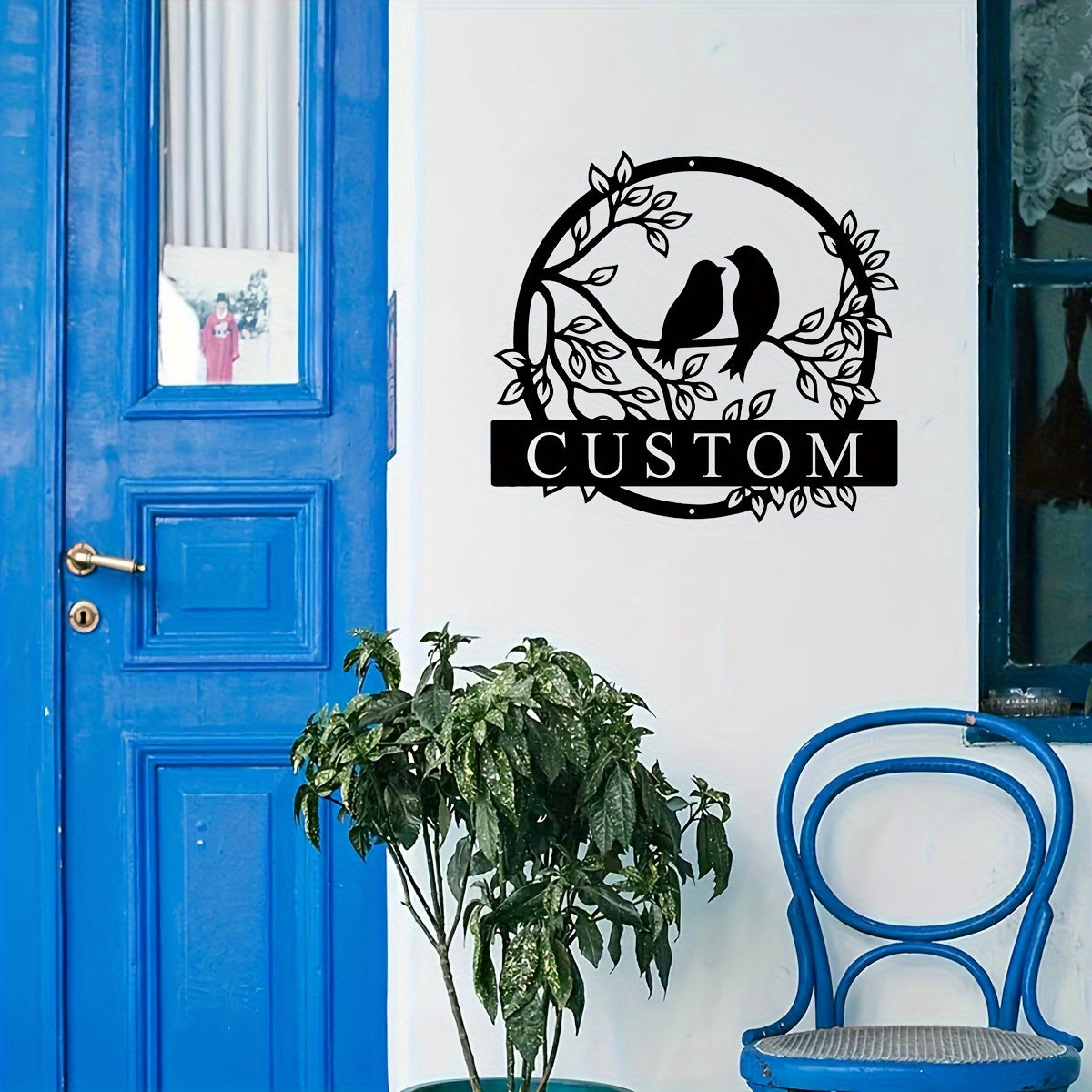 Personalized Lovebirds Metal Wall Art Sign for Porch Patio Garden Decor