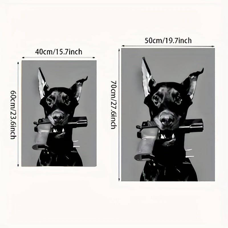 Black Dog Canvas Wall Art for Living Room Bedroom Studio 39.88x59.94cm Frameless Animal Print