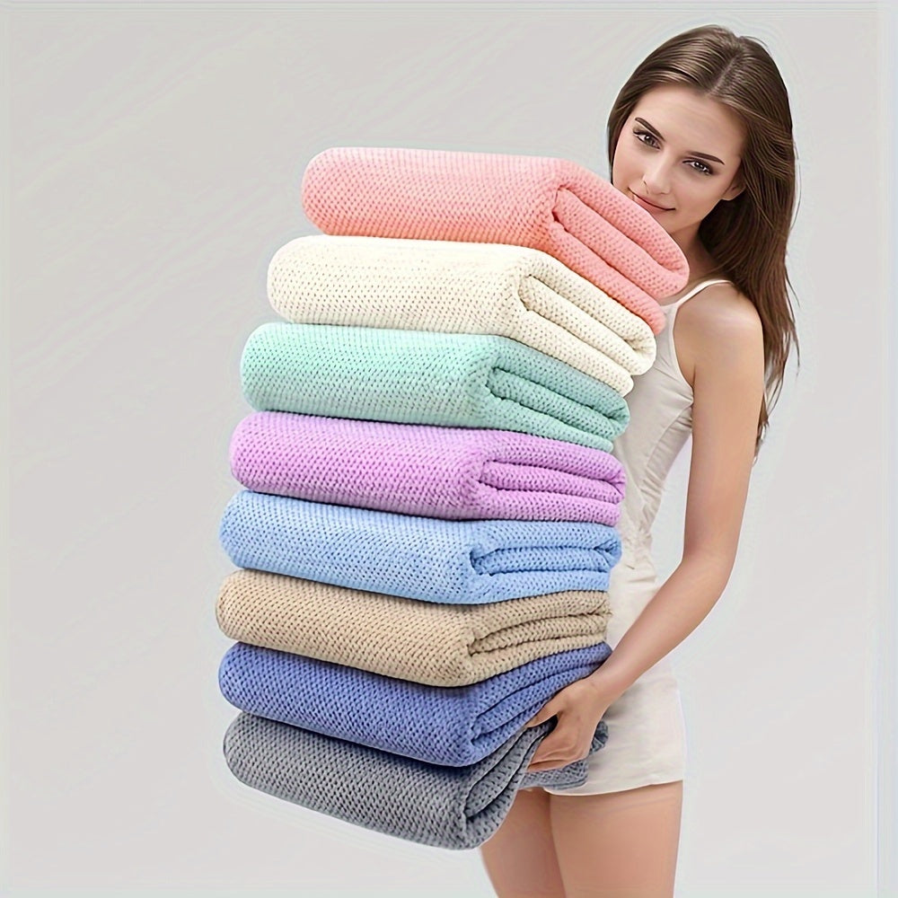4-Piece Coral Velvet Bath Towel Set Quick Dry Super Absorbent Solid Colors 89x170 cm