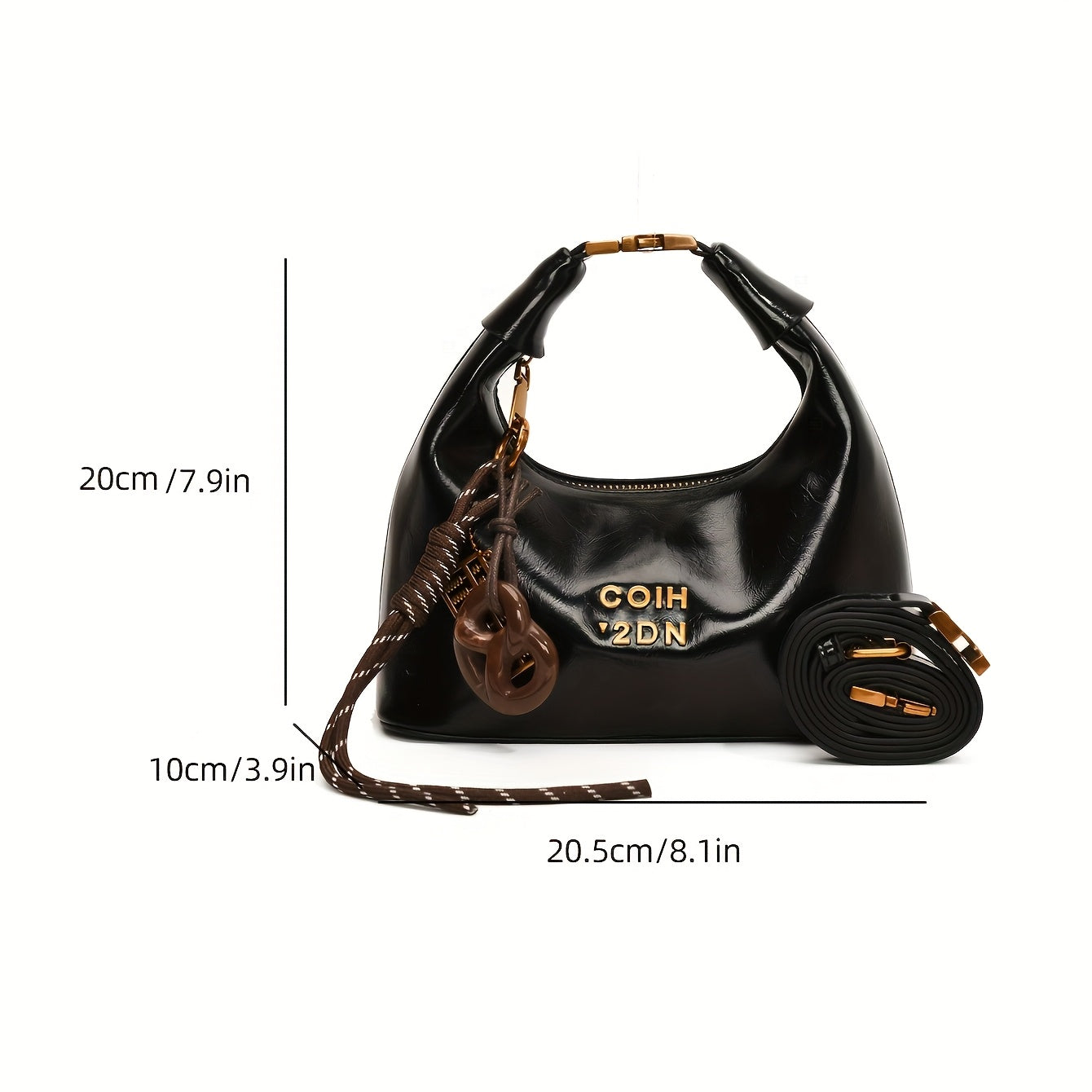 Retro Style Crossbody Bag for Women with Glitter Accents Zipper Closure Detachable Strap in Red and Black