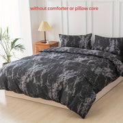 Black and White Marble Print Bedding Set 3 Piece Polyester Duvet Cover and Pillowcases