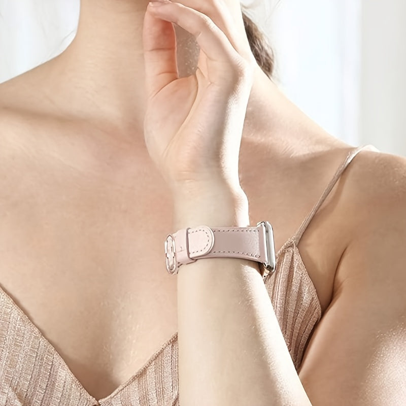 Sun Buckle Two-Color Rose Shell Protective Case for Smartwatch 2-in-1 Synthetic Leather Strap Tempered Glass Frame Compatible with iWatch Ultra Series