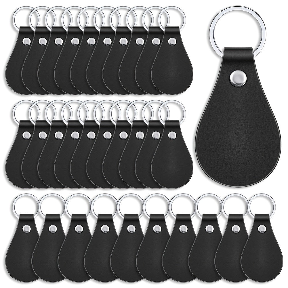 30 Pack PU Leather Key Fob Blanks with Laser Engraving for Gifting and Crafting