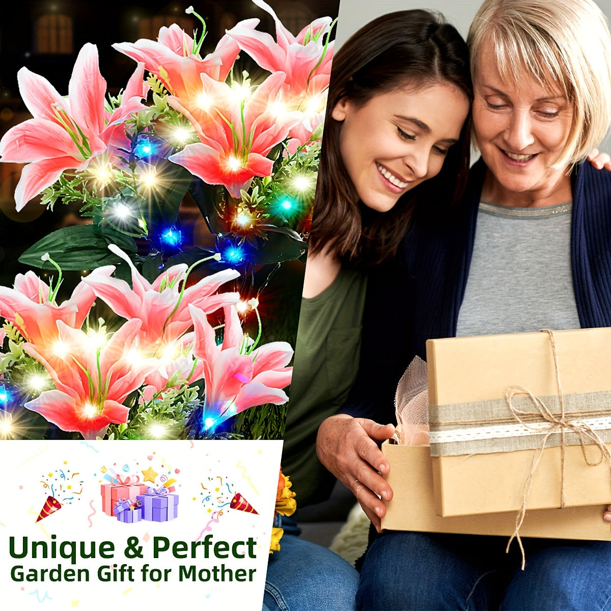 Solar Lily Garden Lights with 7 LED Heads Energy-Efficient Outdoor Pathway Yard Decor