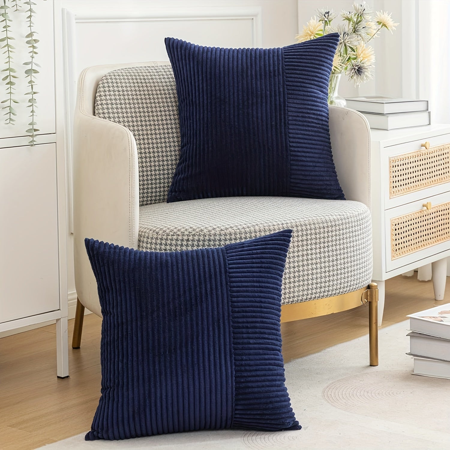 Обратная полосатая наволочка в преппи-стиле, изготовленная из 100% полиэстера с застежкой-молнией, машинная стирка и мягкая для декора дома/офиса - вставка не включена