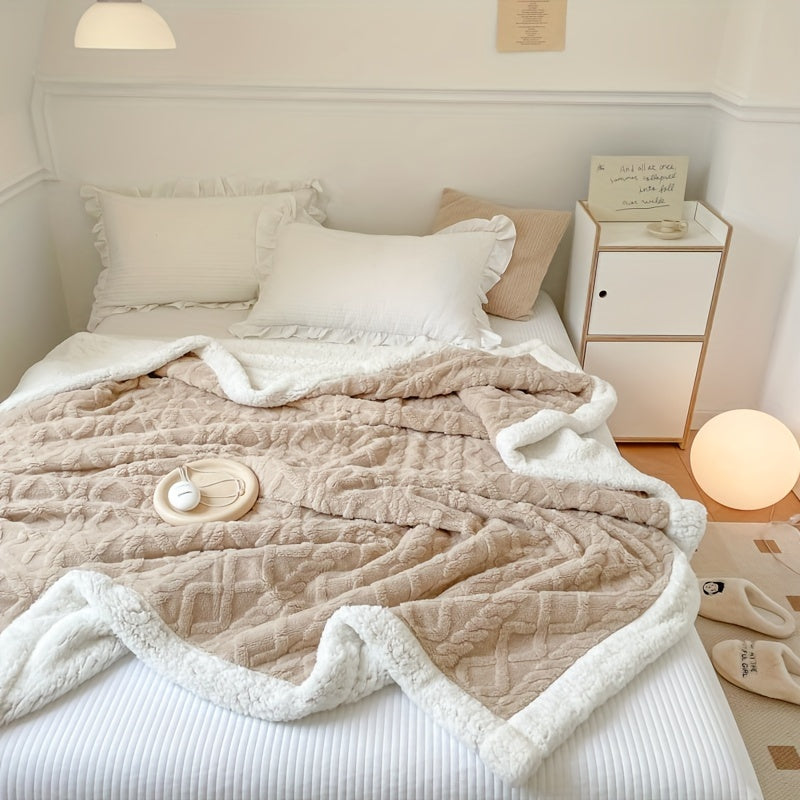 Edredón de patrón de punto grueso, manta suave y peluda para decoración del hogar