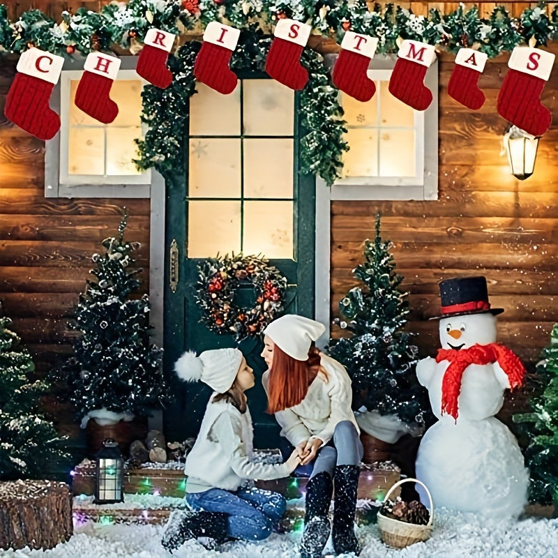 Calcetines de Navidad de punto rojo para adornos de árbol y decoración festiva