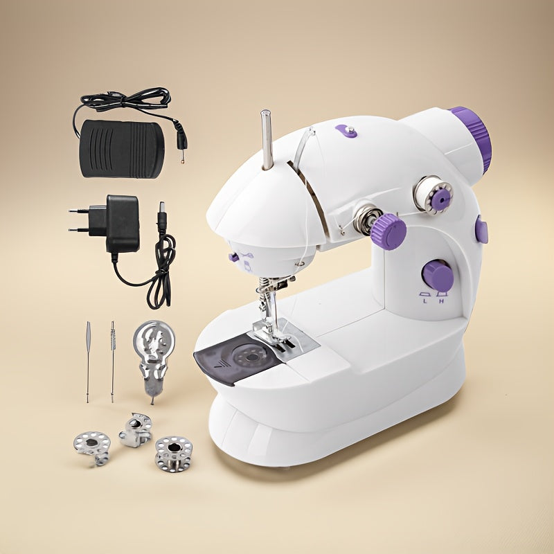 Мини портативная швейная машина с ночным светом, педалью управления 110В 240В, фиолетовая