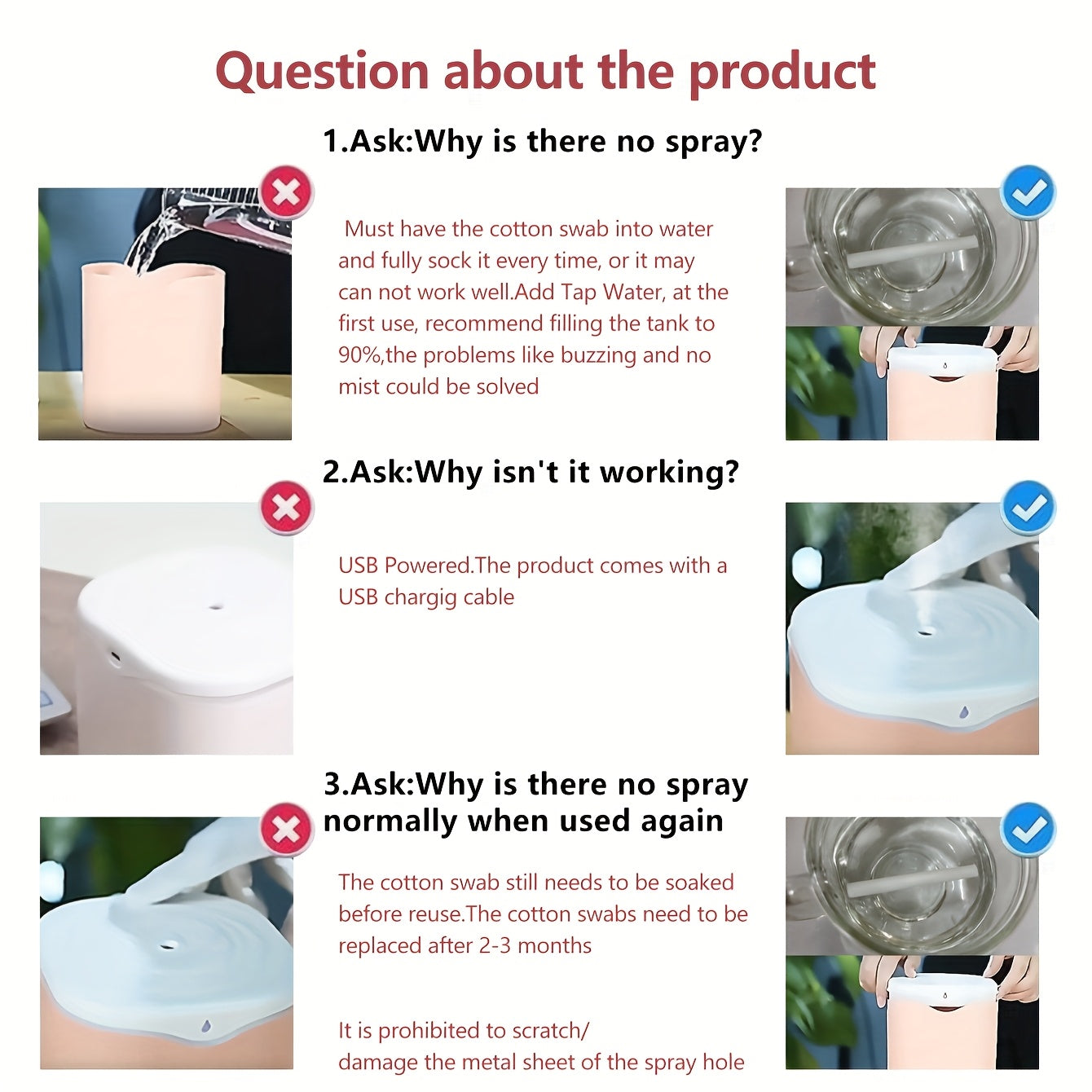 2000ml USB havo tozalagich namlagich, tungi chiroq bilan, sovuq bug' uchun barcha xonalar uchun