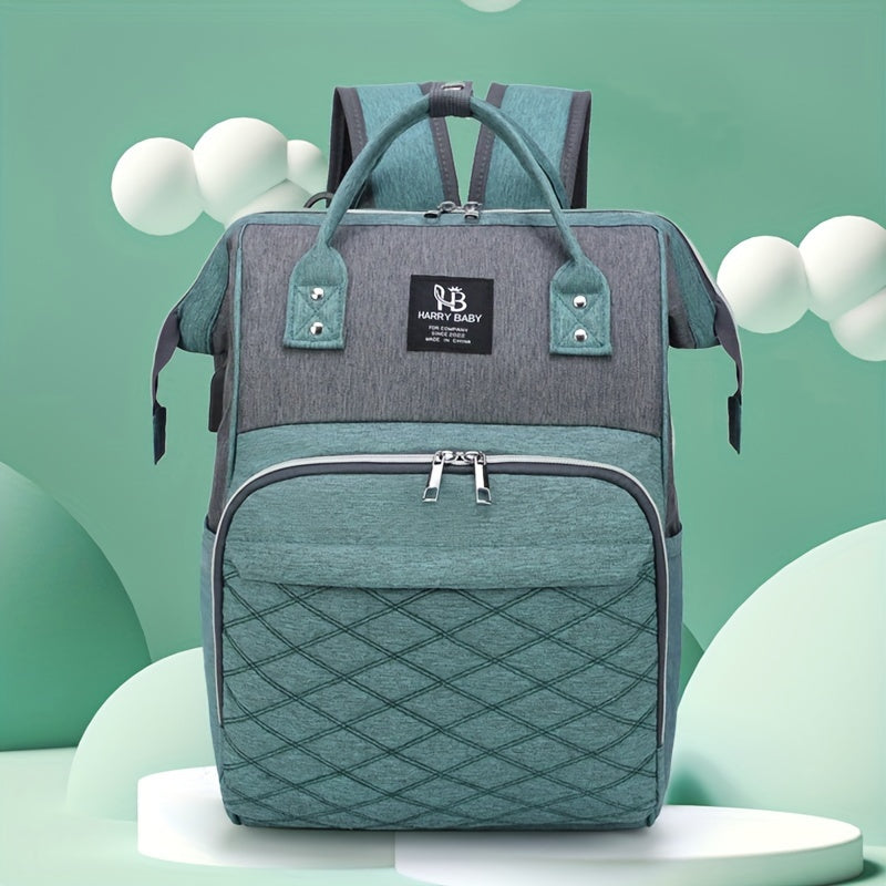 Большой водонепроницаемый серый рюкзак для мамы с подогревателем для бутылочек и карманами для утилиты