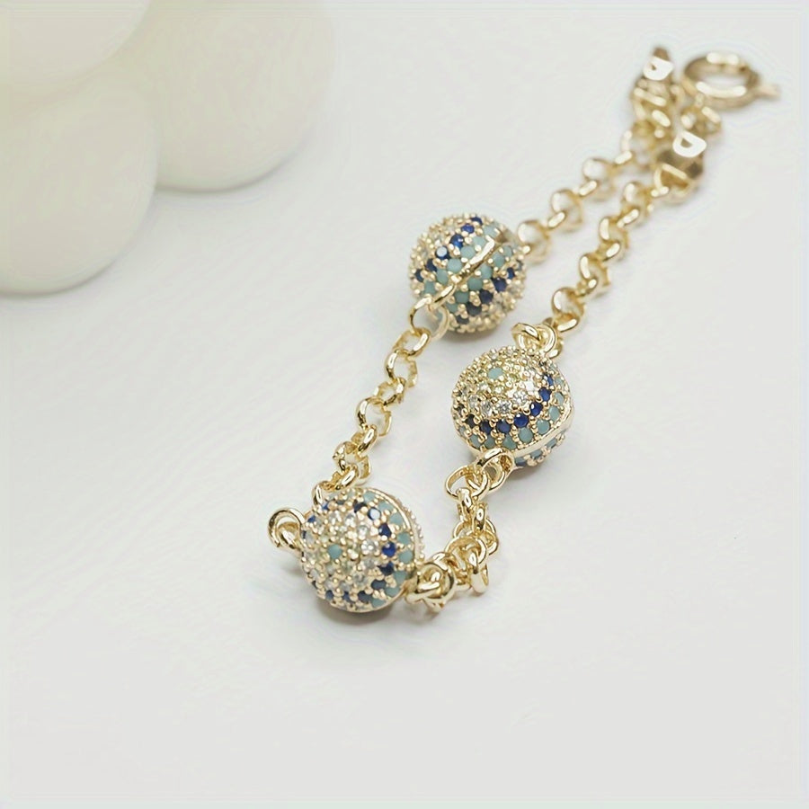 Ayollar uchun zamonaviy Yomon Ko'z Zargarlik: 18K oltin qoplamali sintetik zirkoniya pave toshlari bilan bezatilgan vintage qabilaviy ko'z charm bilaguzuk, sozlanadigan mis zanjir - kundalik kiyish va sovg'alar uchun mukammal