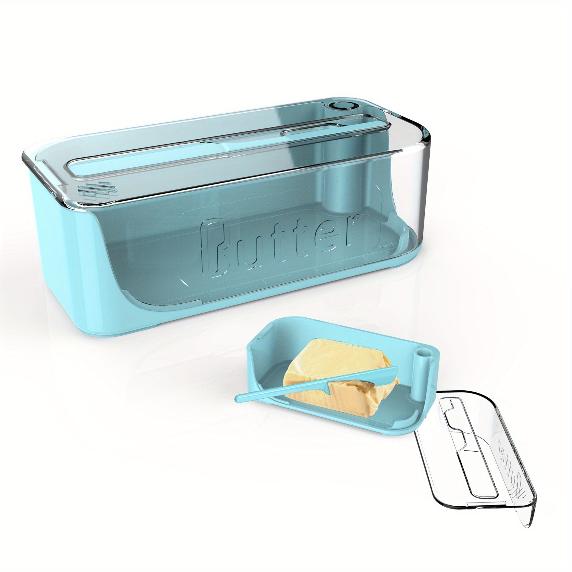 Plastic Butter Dish with Cover and Knife, Kitchen Storage Container