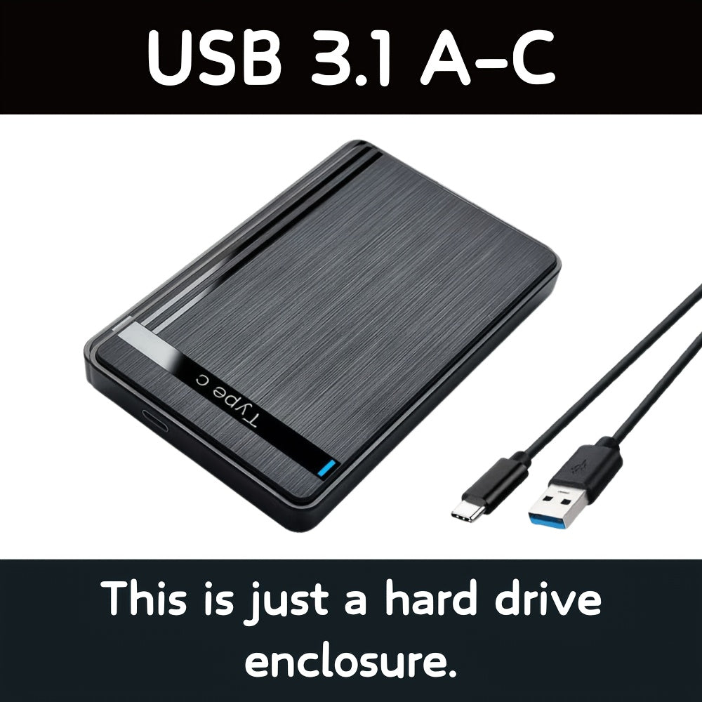 External Hard Drive Enclosure USB 3.1 Type-C Brushed Surface for 2.5 Inch Drives