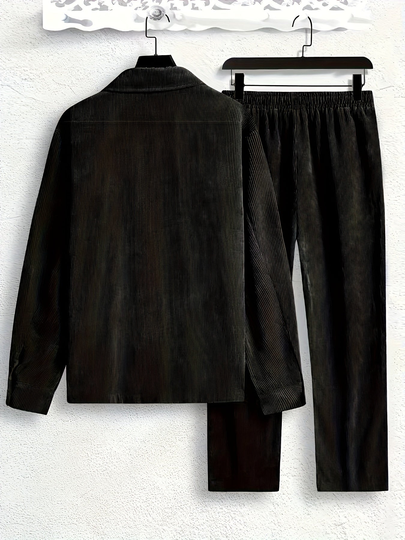 Men's Woven Polyester Casual Sports Suit Set Zipper Solid Color Regular Fit for Running Hiking Outdoor