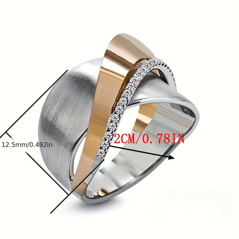 Sterling Silver Wide Band Ring with Zirconia for Weddings and Engagements