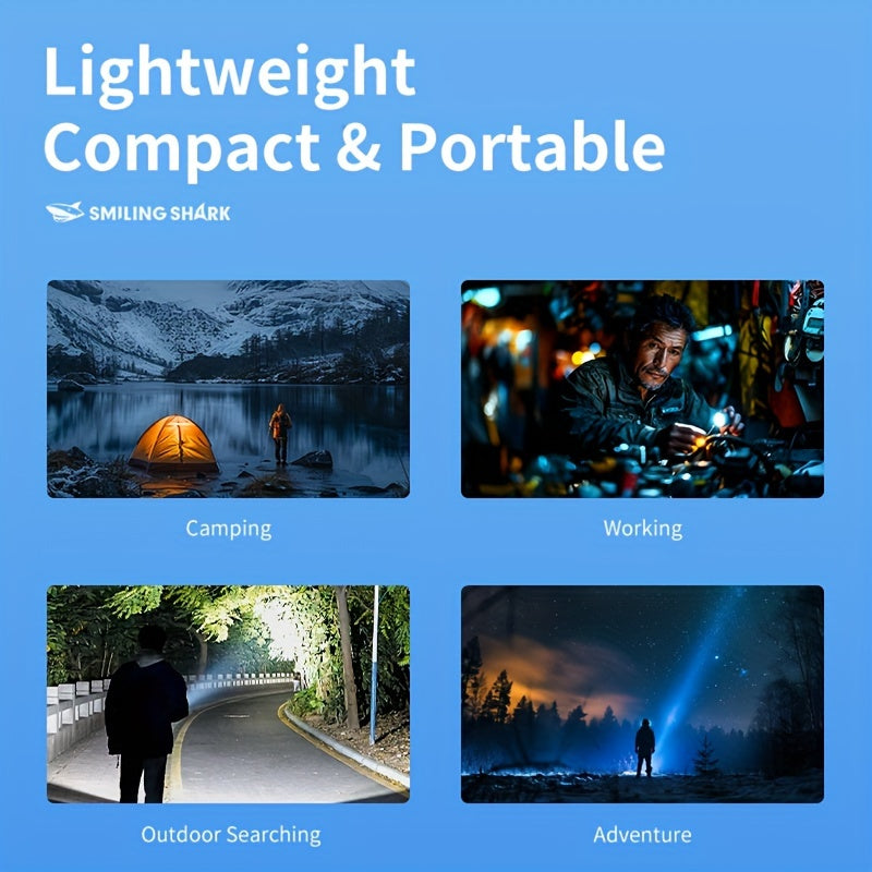 Rechargeable LED Flashlight with 2 Ultra Bright LEDs, 3 Modes, Built-in Power Bank for Camping, Hiking, Car Repair