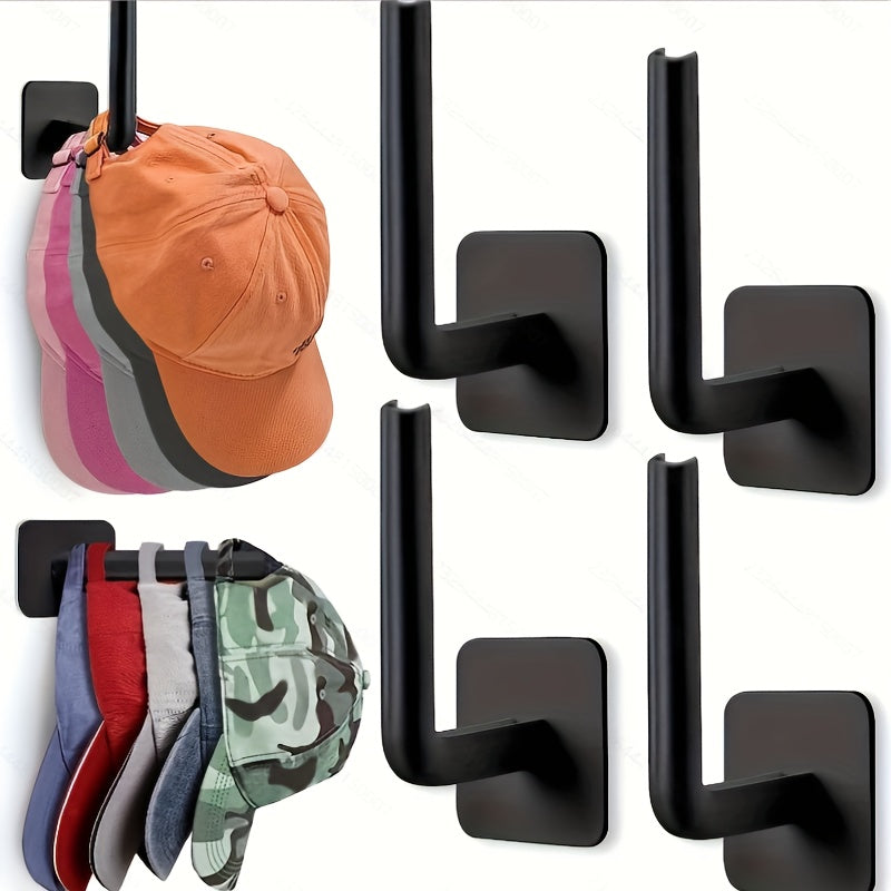 Pack de 4 ganchos de plástico autoadhesivos para sombreros para entrada, baño y dormitorio