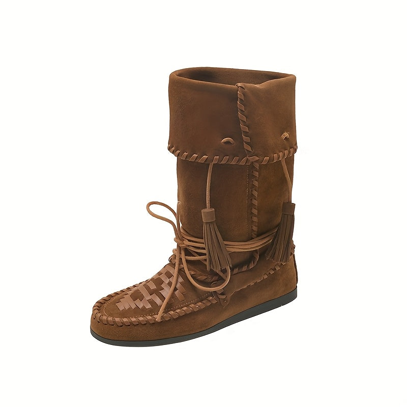 Women's Mid-Calf Faux Leather Western Boots with 3cm Platform Heel