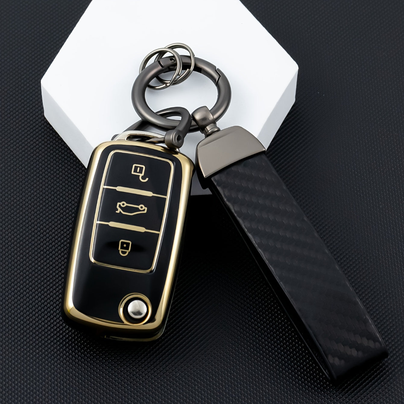 Soft Shell TPU Key Bag With Leather Rope Key Chain Car Key Set