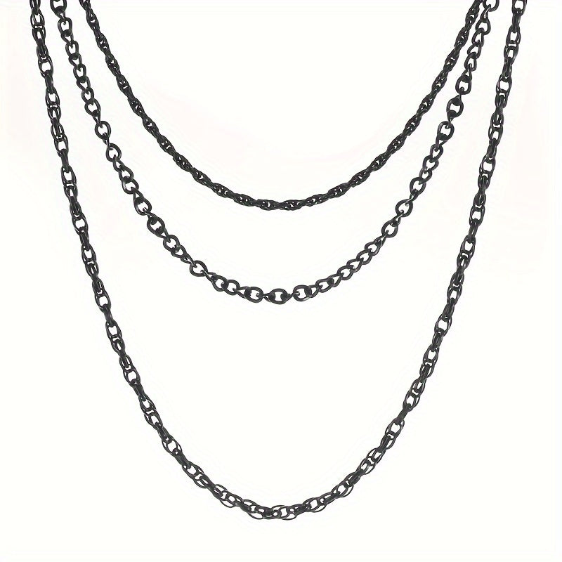 Cadena de billetera punk de múltiples capas para hombre con llavero y cadena de pantalón de aleación