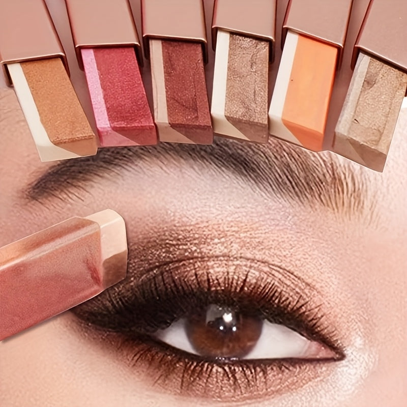 Women Two Tone Gradient Glitter Eyeshadow Stick Waterproof Long Lasting