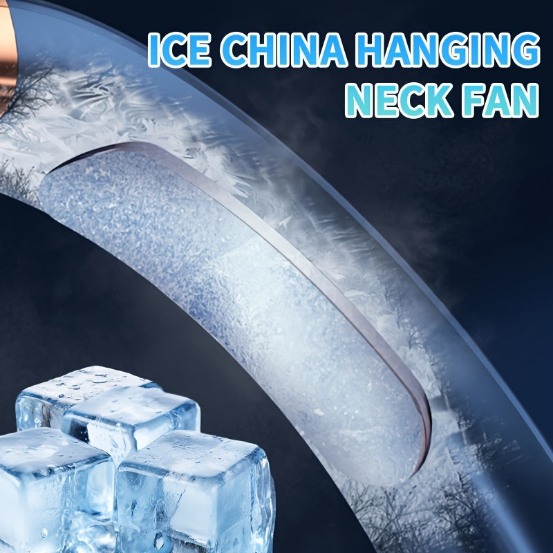 Portable Bladeless Neck Fan Rechargeable USB LED Display for Outdoor Travel Camping