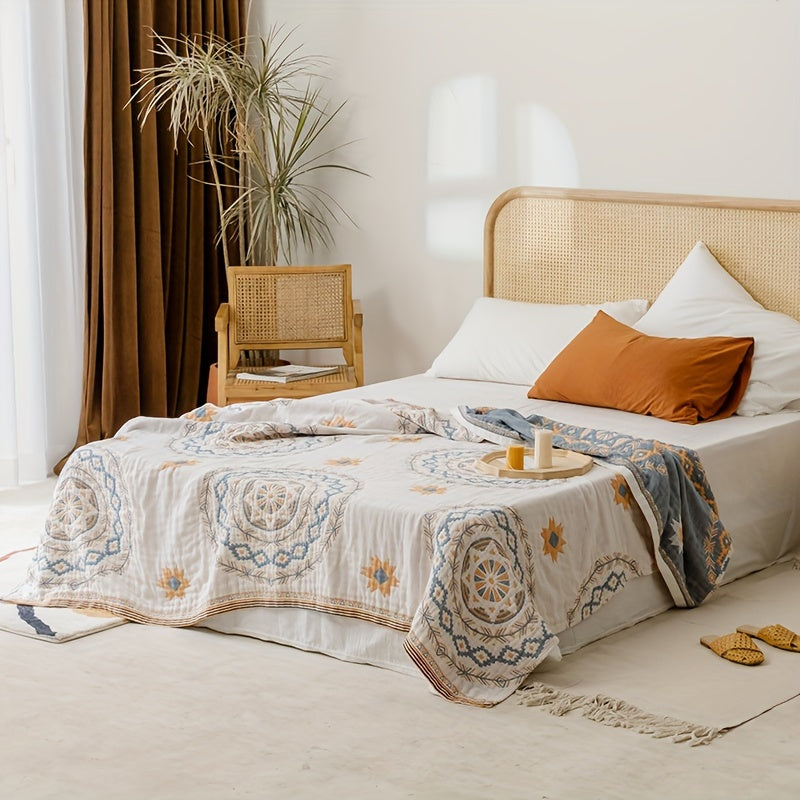 Manta bohemia de algodón con patrón de mandala, multifuncional, para verano y uso en el hogar