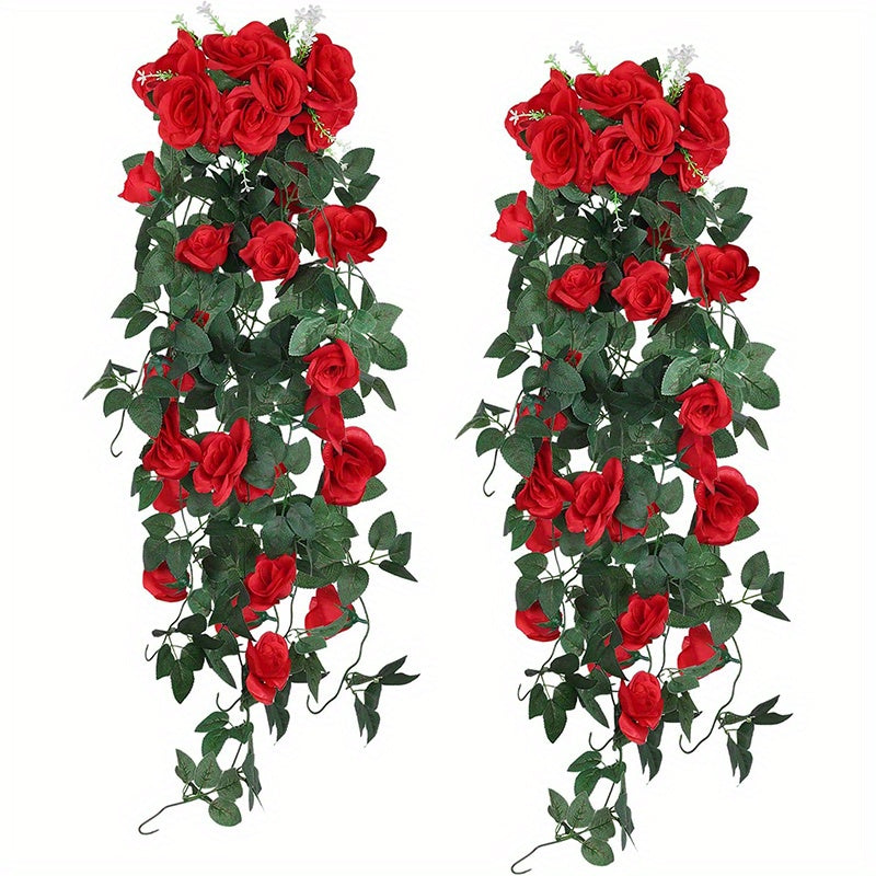 Artificial Rose Vine Garland 100.58cm for Indoor Outdoor Decor Valentine Mother's Day Graduation Independence Day