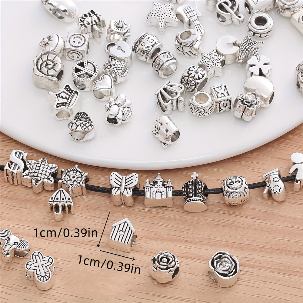 Set of 60 Large Hole Metal Beads for DIY Jewelry Making Necklace Bracelet Keychain