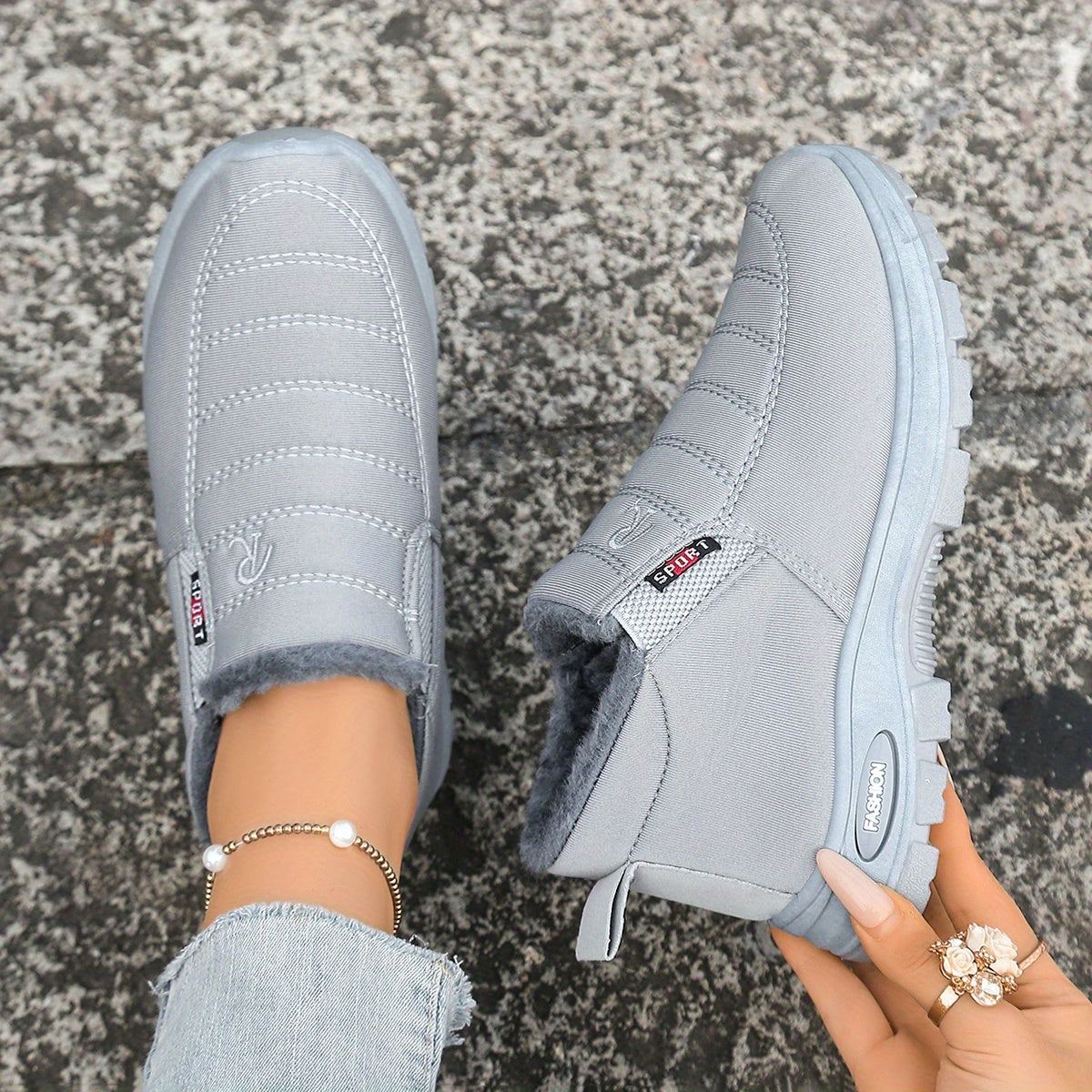 Women's Knit Slip-On Loafers Breathable Winter Indoor Outdoor Cozy Flat Shoes