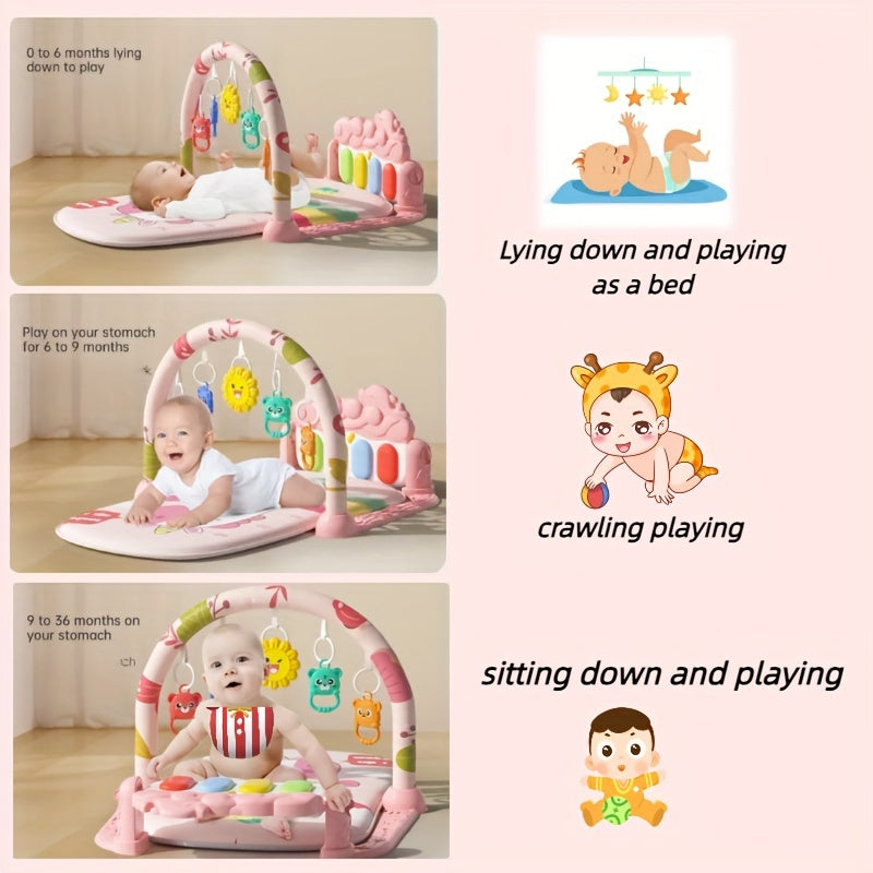 Educational Play Mat for Kids with Musical Keys and Hanging Toys Polyester Colorful