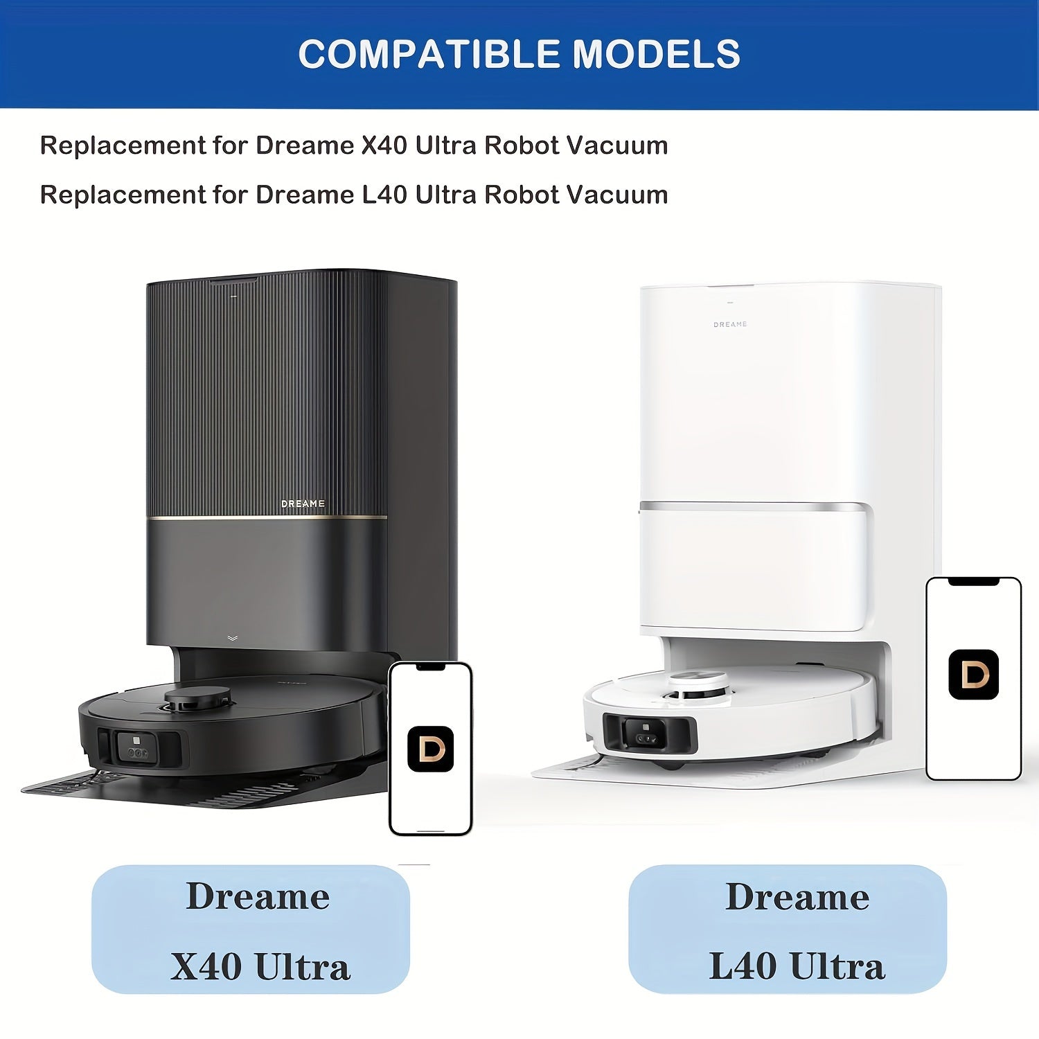 Dreame X40 Ultra va L40 Ultra Changyutgich Aksessuarlar To'plami - Maktabga qaytish uchun 19 dona. Asosiy cho'tka, mopa padlar, HEPA filtrlar, sumkalar va yon cho'tkalar kiradi.